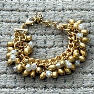 Lilly Pulitzer Gold and Pearl Dangle Bracelet
